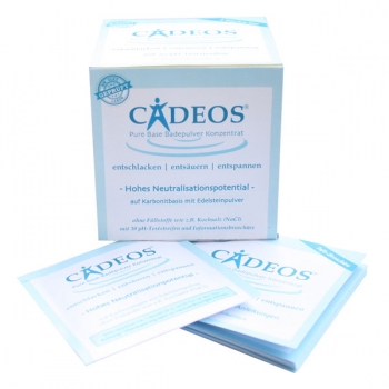 CADEOS Basisches Badesalz Konzentrat (10 Bäder) inkl. 30 Stück pH-Teststreifen und Infobroschüre